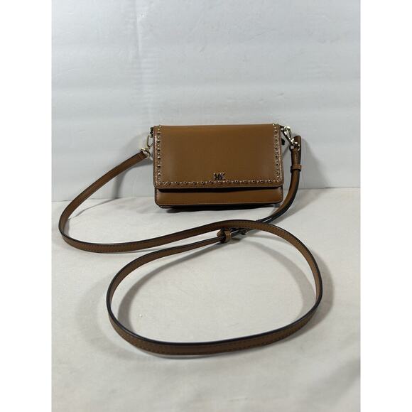 Michael Kors Studded Leather Phone Crossbody Bag - Acorn Adjustable Strap Small - Picture 1 of 14